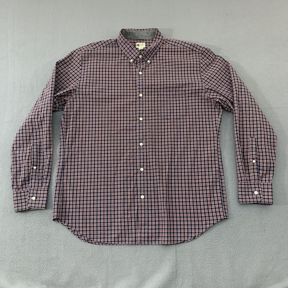J Crew Shirt Mens XL Blue Red Plaid Tartan Button Down Cotton Long Sleeve